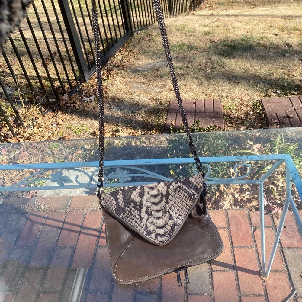 BOYY Python Embossed Leather Slash Crossbody Bag NWT - Picture 2 of 14